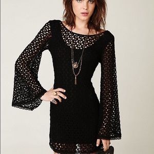 Free people crochet bell sleeve dress